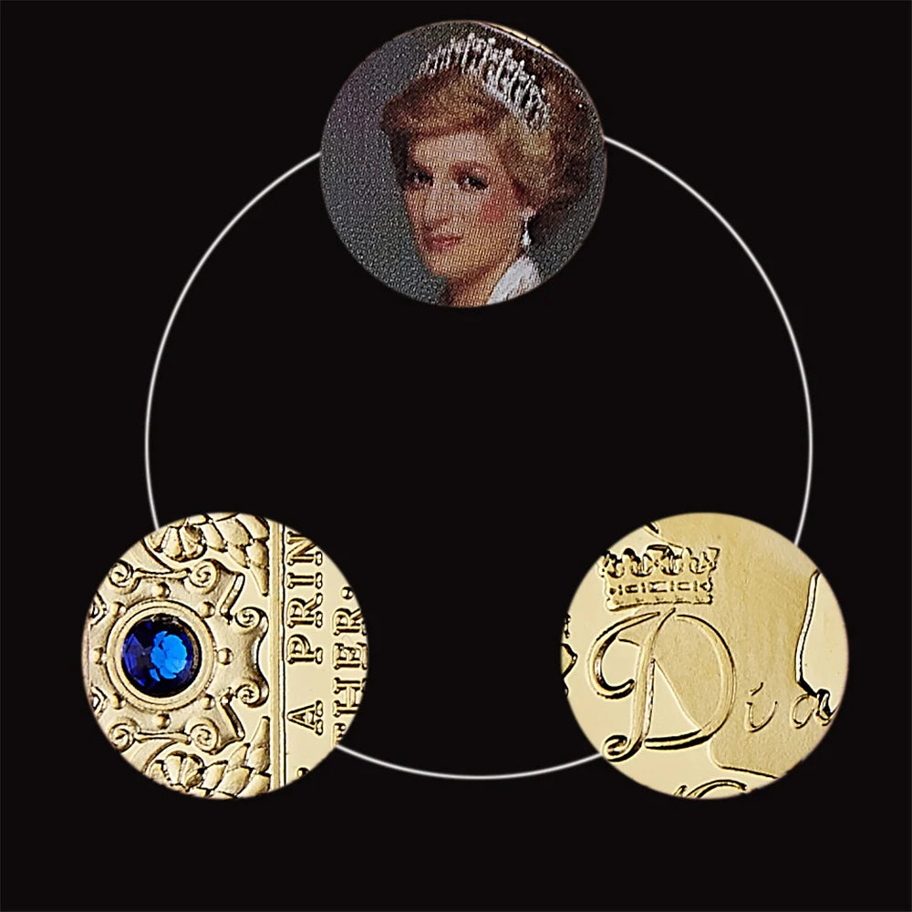 British Diana Princess Rose With Diamond Last Rose Professional Commemorative Token Coin