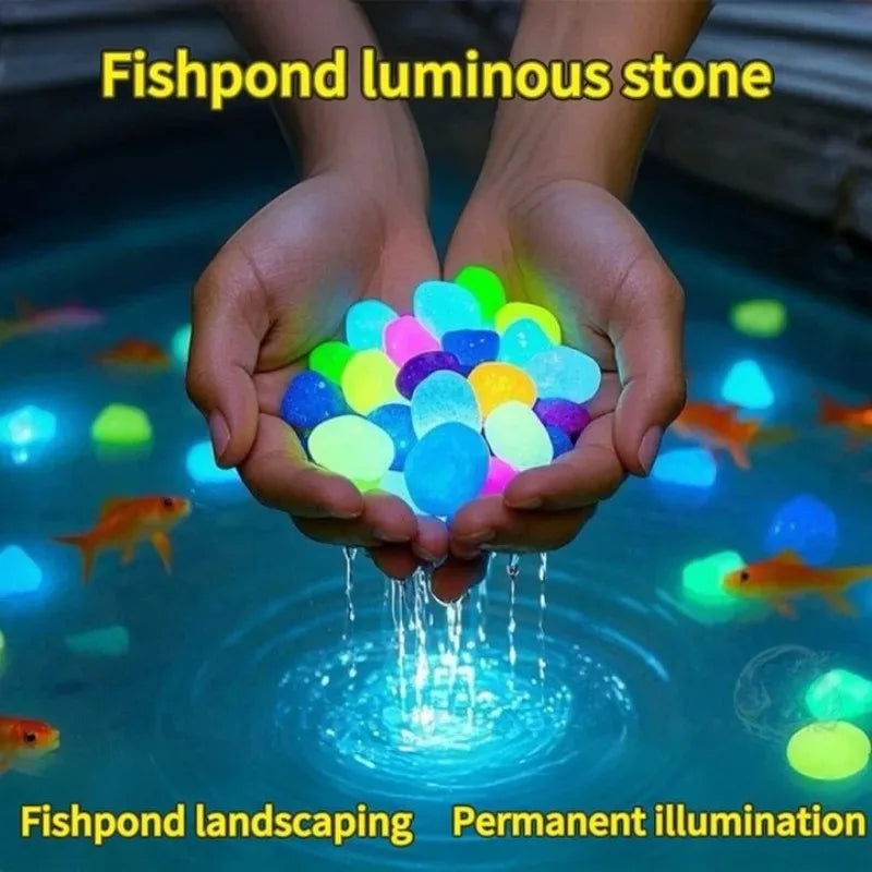 Glow in The Dark Garden Pebbles for Sidewalk Garden Terrace Lawn Gardens Patio Fish Tank Aquarium Decoration Glow Stone Home Outdoor Garden Decoration Supplies