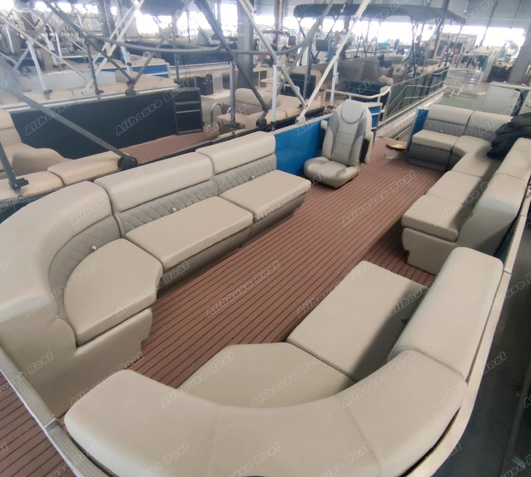 Sports Luxury Party Barge Aluminium Pontoons Floating Pontoon Boats Small Mini Party Pontoon Boat with Motor