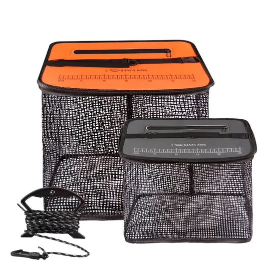 19L-47L Large Capacity Fish Net Bag Floating Fish Basket Quick-Drying Foldable Fish Cage Collapsible Fish Protector Foldable Fishing Net for Sea River Lakes Fishing Accessories