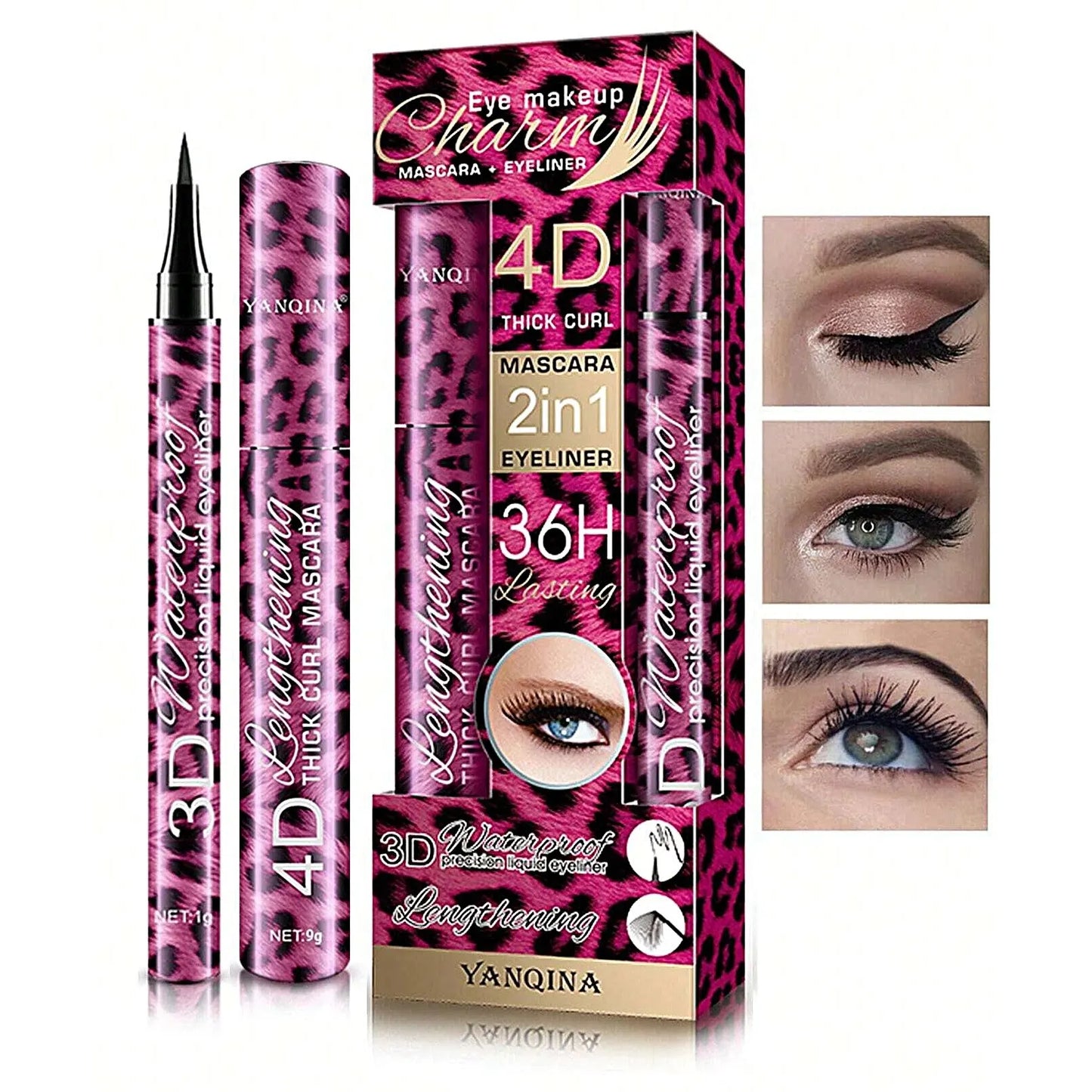 Liquid Eyeliner Pencil 4D Waterproof Mascara Set Cosmetics Eye Liner Thick Curling Mascara Eyebrow Pencil Eyes Makeup