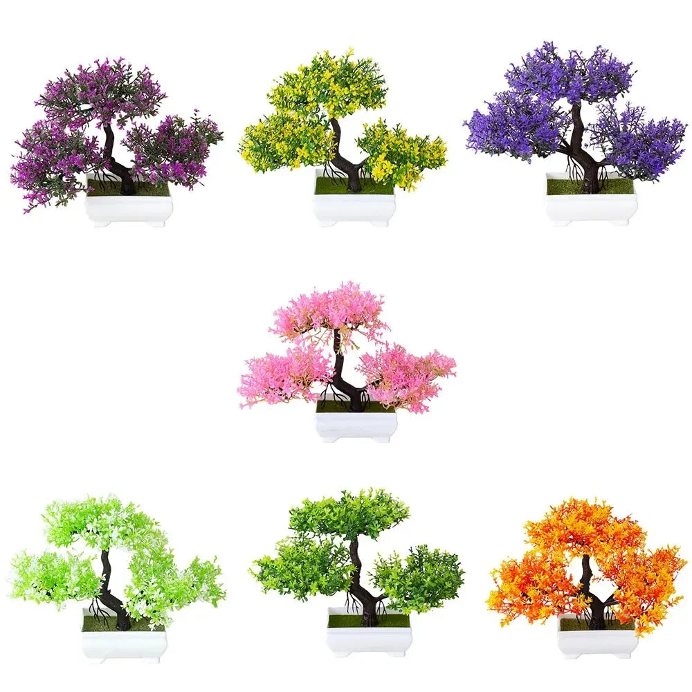 Artificial Plants Potted Bonsai Green Small Tree Plants Fake Flowers Potted Ornaments for Home Garden Decor Hotel Party  Decor