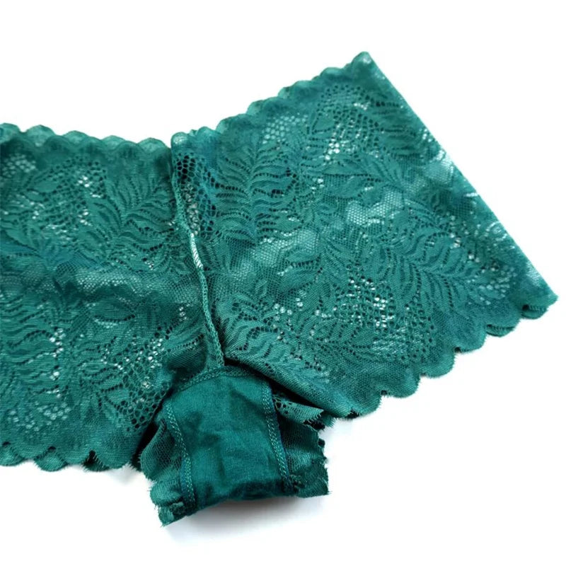 NEW Arrivals S-XL 3pcs Sexy Women Boyshorts Panties Plus Size Full Lace Boxer Seamless Mid Waist Transparent Mesh Shorts Female Underpants