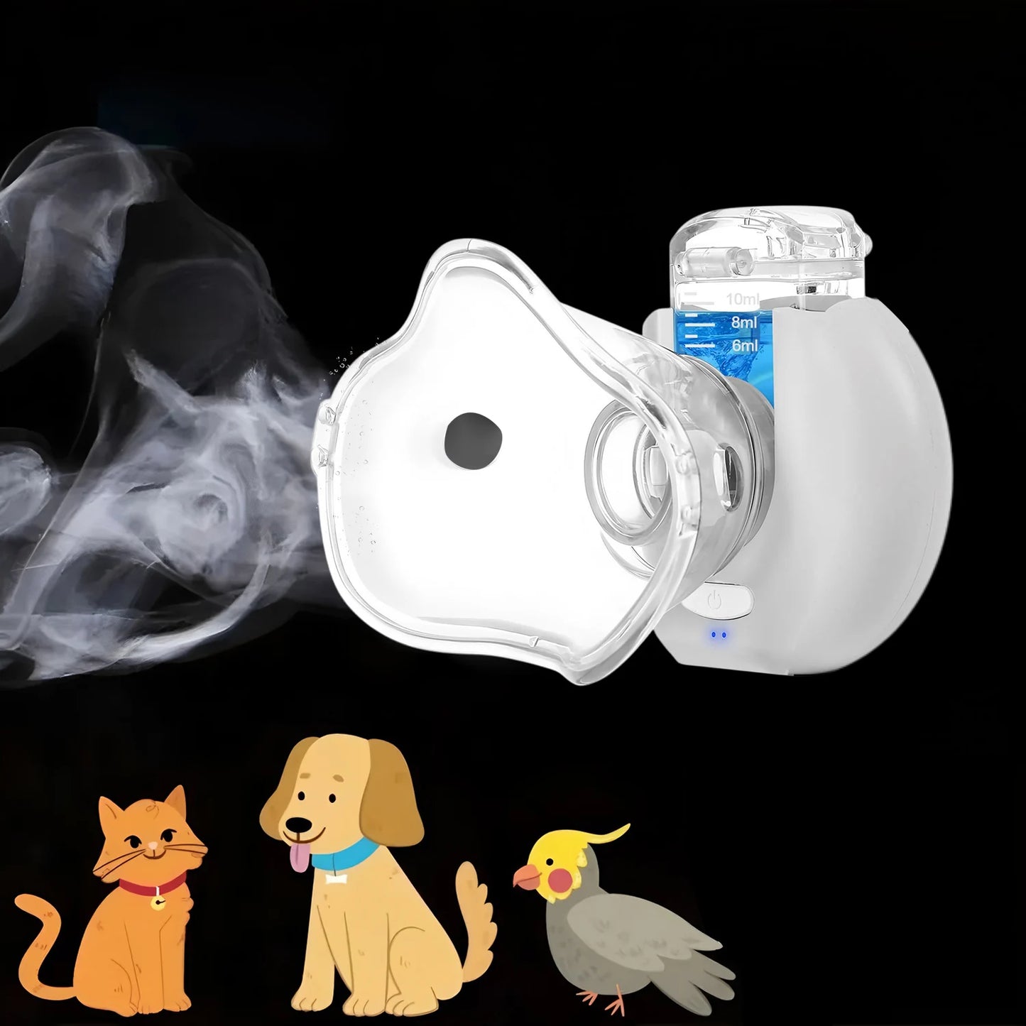 Dogs and Cats Asthma Bronchitis Pneumonia Wireless Inhaler Cool Mist for Home Use Pet Nebulizer for Cats & Dogs - Easy-to-Use Electronic Animal Nebulizer for Respiratory Relief & Pet Health