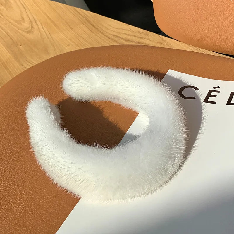 10 Colors Hot Sale Women Luxury winter 100% Real Mink Fur Headbands High Quality Real Fur Hair Band Lady Fashion Hair Hoop Furry Gift