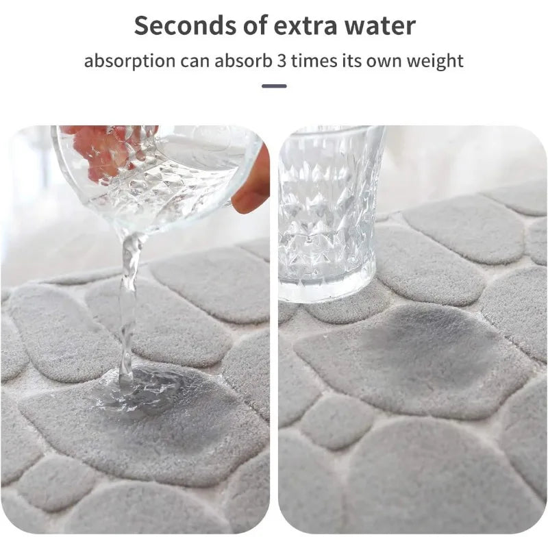 NEW Arrivals 4PCS Set Mat Non-Slip Carpets Cobblestone Embossed Bathroom Bath In Wash Basin Bathtub Side Floor Rug Shower Room Doormat Memory Foam Carpets Bathroom Accessories