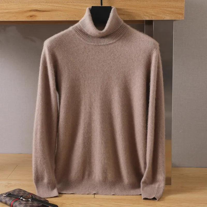 S-3XL Plus Size 5 Colors Women's Men's 100% Pure Mink Cashmere Sweater High Lapels Pullovers Knitted Winter New Tops Long Sleeve High-End Jumpers
