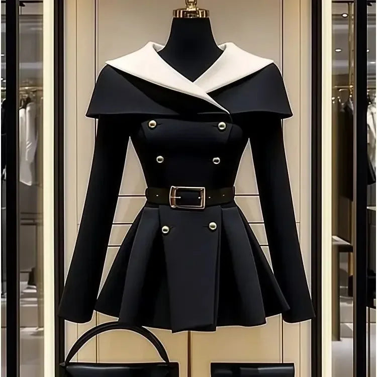 NEW Arrivals UK S-XL Size Elegant Black Jacket Women Autumn Spring Outfits French Fashion Outerwear Mid Length Coats Office Lady Formal Overcoats Female Chic Y2K Luxury Fashion Clothing Supplies