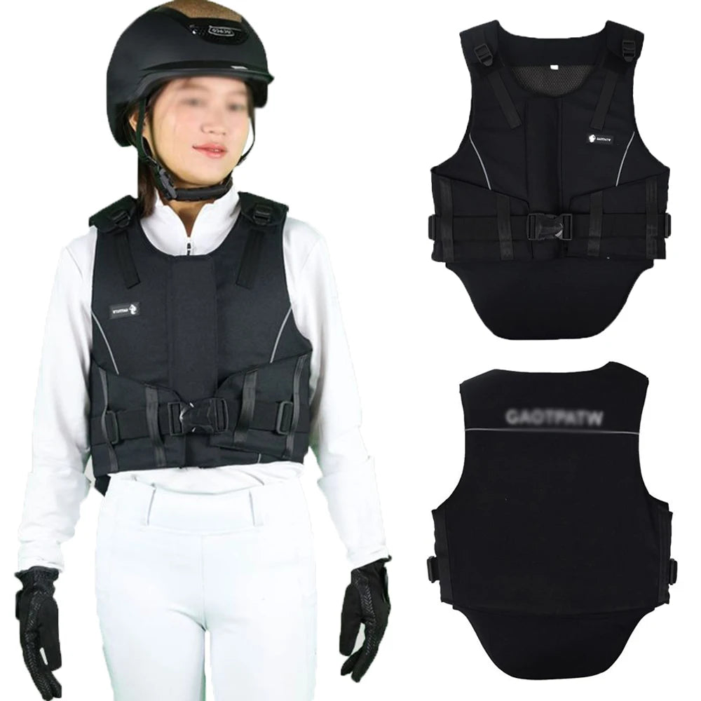 Adults and Children XS-2XL Size Specialized Horse Riding Vest  Professional Equestrian Rodeo Equestrian Safety Vest Intensification Rider Body Protectors Adult Kid Unisex Sports Apparel Accessories