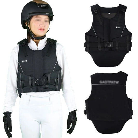 Adults and Children XS-2XL Size Specialized Horse Riding Vest  Professional Equestrian Rodeo Equestrian Safety Vest Intensification Rider Body Protectors Adult Kid Unisex Sports Apparel Accessories