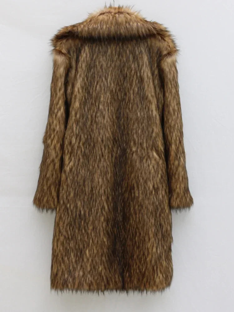 Women's Warm Faux Fox Fur Coat Winter Leisure Long Jacket Windbreaker Women Thick Fluffy Luxury Bontjas Warm Parkas Outerwear