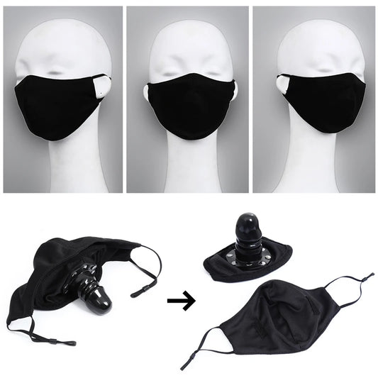 Adult Mask Gag Adult Game BDSM Bondage Harness Gag in Mouth Mask with Ball Mouth Gag Silicone Dildo Penis Plug Sex Toys for Couples