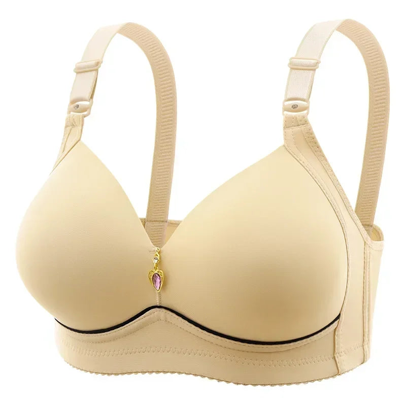 Brassiere Without Steel Ring Breathable Gathered Ladies Underwear Non-magnetic Thin Cup Glossy Obese Female Ladies Bra