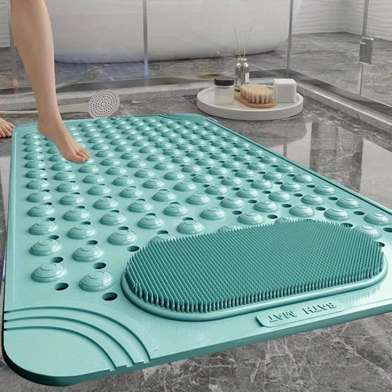 NEW 5 Colors Light Blue Non-Slip PVC Bath Mat - Rectangular Massage Nubs Shower and Bathroom Safety Rug - 0.8cm Thick, 2600g/m², Dot Pattern Home Supplies Bathroom Accessories