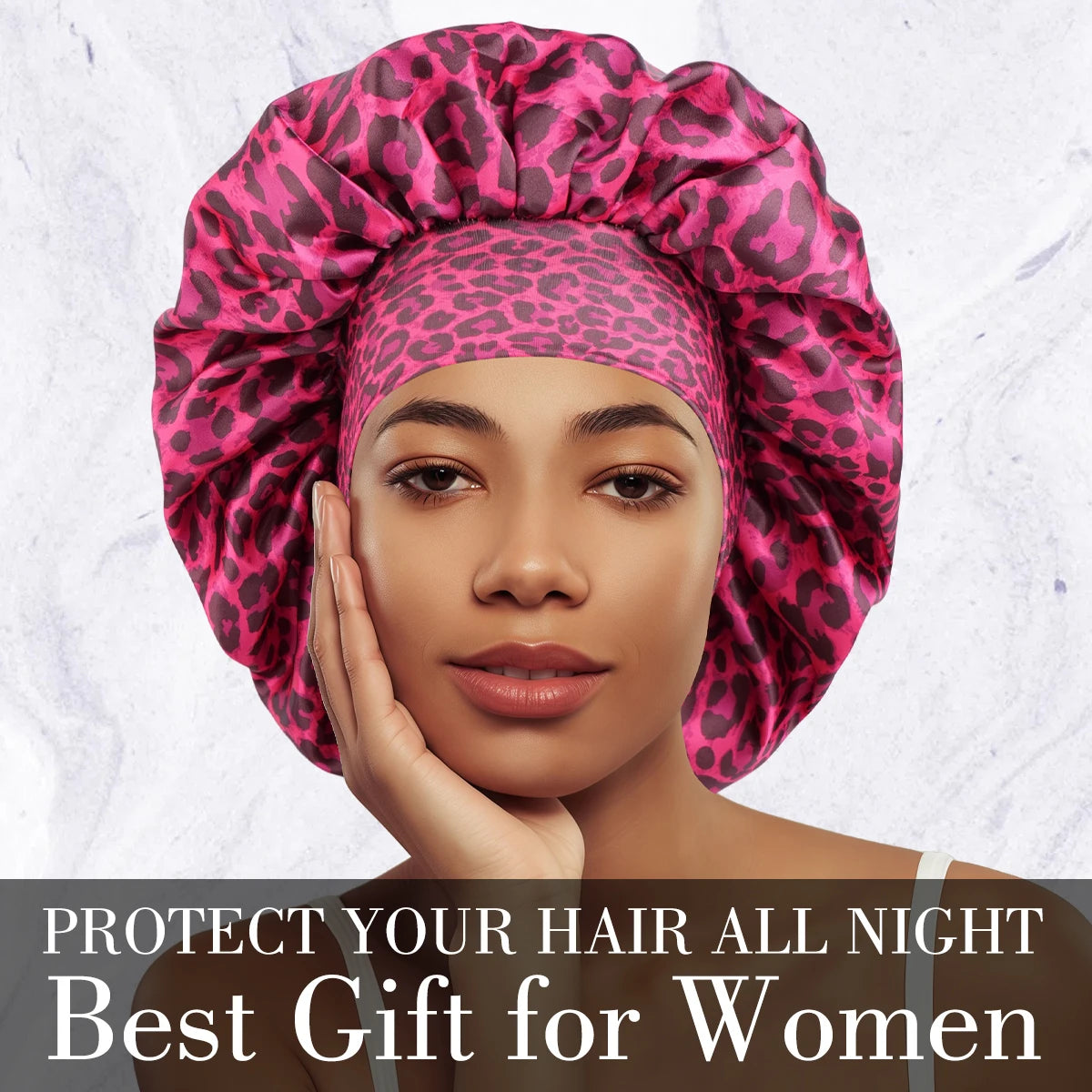 5 Colors Luxurious Women's Satin Sleep Bonnet All-Over Leopard  Nightcap for Hair Care And Fashion Style