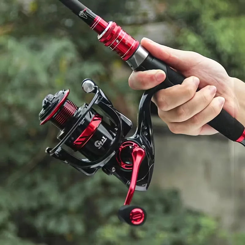 Black Red Design 1000-7000 Series Ball Bearings 13+1 15KG Max Drag Spinning Reel Metal Body Freshwater Saltwater Fishing Reel