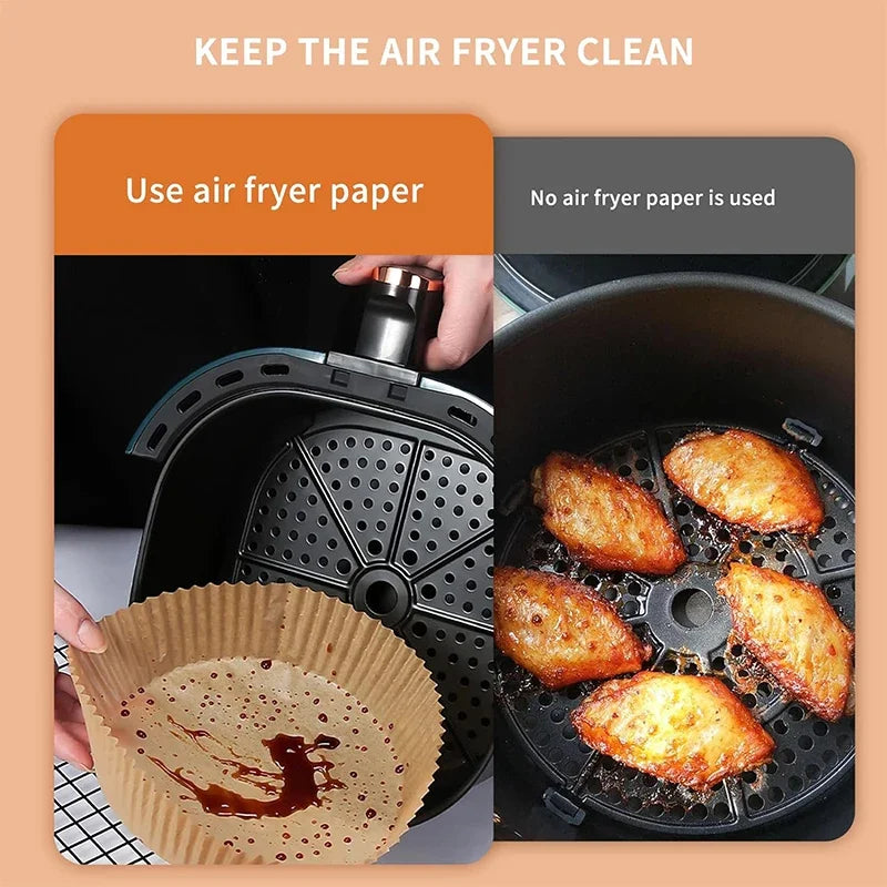 Round Air Fryer Paper Disposable Non-Stick Air Fryer Baking Papers Microwave Oven Pot Oil Absorbing Basket Kitchen Accessories