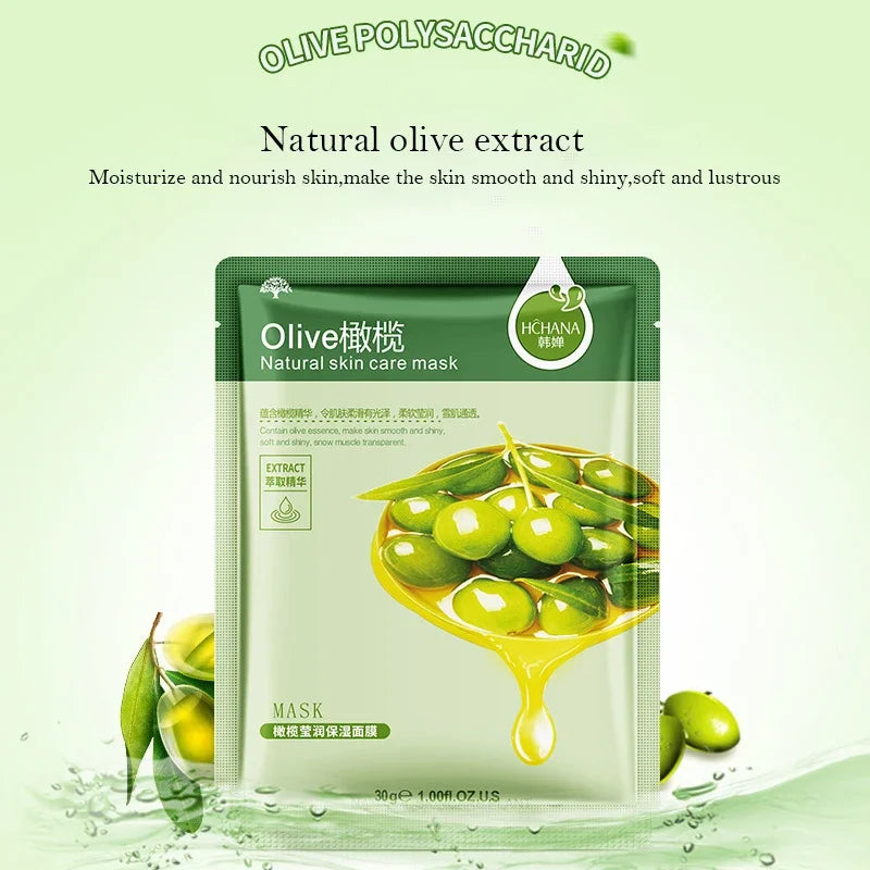 NEW Arrivals 20PCS Set 7 Natural Fruit Patterns Natural Plant Facial Mask Moisturizing Oil Control Anti-Aging Fruit Aloe Korean Hyaluronic Acid Sheets Face Mask Beauty Skin Care Products