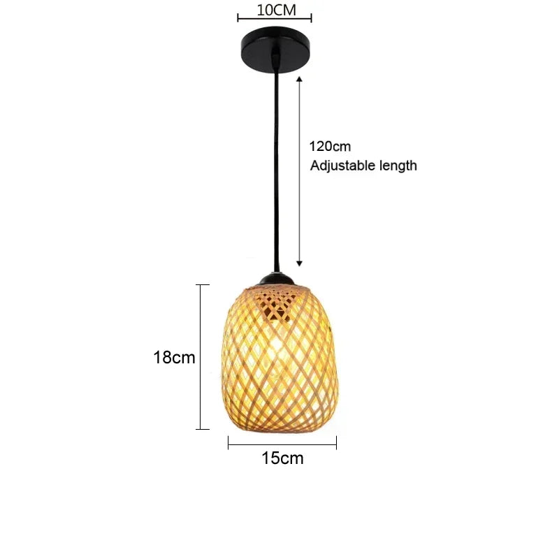 2025 Newest Bamboo Pendant Lamps Ceiling Lights Rattan Wicker Lustre Hand Knit Braiding Suspended Home Dining Braided Decor