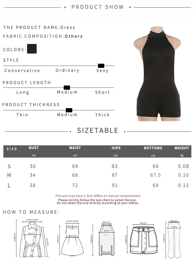 Just Arrived Sexy Hot Girl  Playsuits Women Backless Turtleneck Sleeveless Solid Skinny Sexy Midnight Clubwear Evening Rave Beach Party Simple Classic Hottie Streetwear