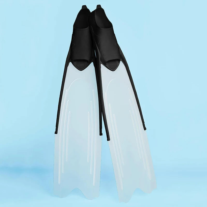 NEW Arrivals Black/White/Transparent 36-46 Size Plus Size Professional Freediving Long Fins Flippers - for Spearfishing, Snorkeling , Scuba Diving & Water Sports | PP+TPR with Anti-Skid
