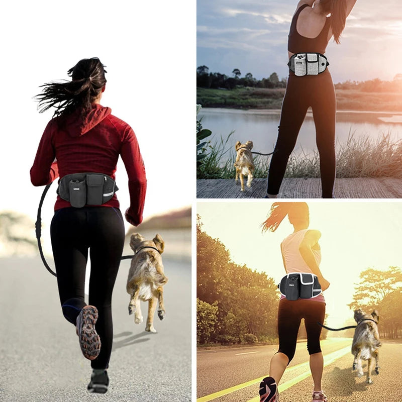 Multi-Functional Sports Running Fitness Training Dog Waist Bag Outdoor Pet Fanny Pack With Leash