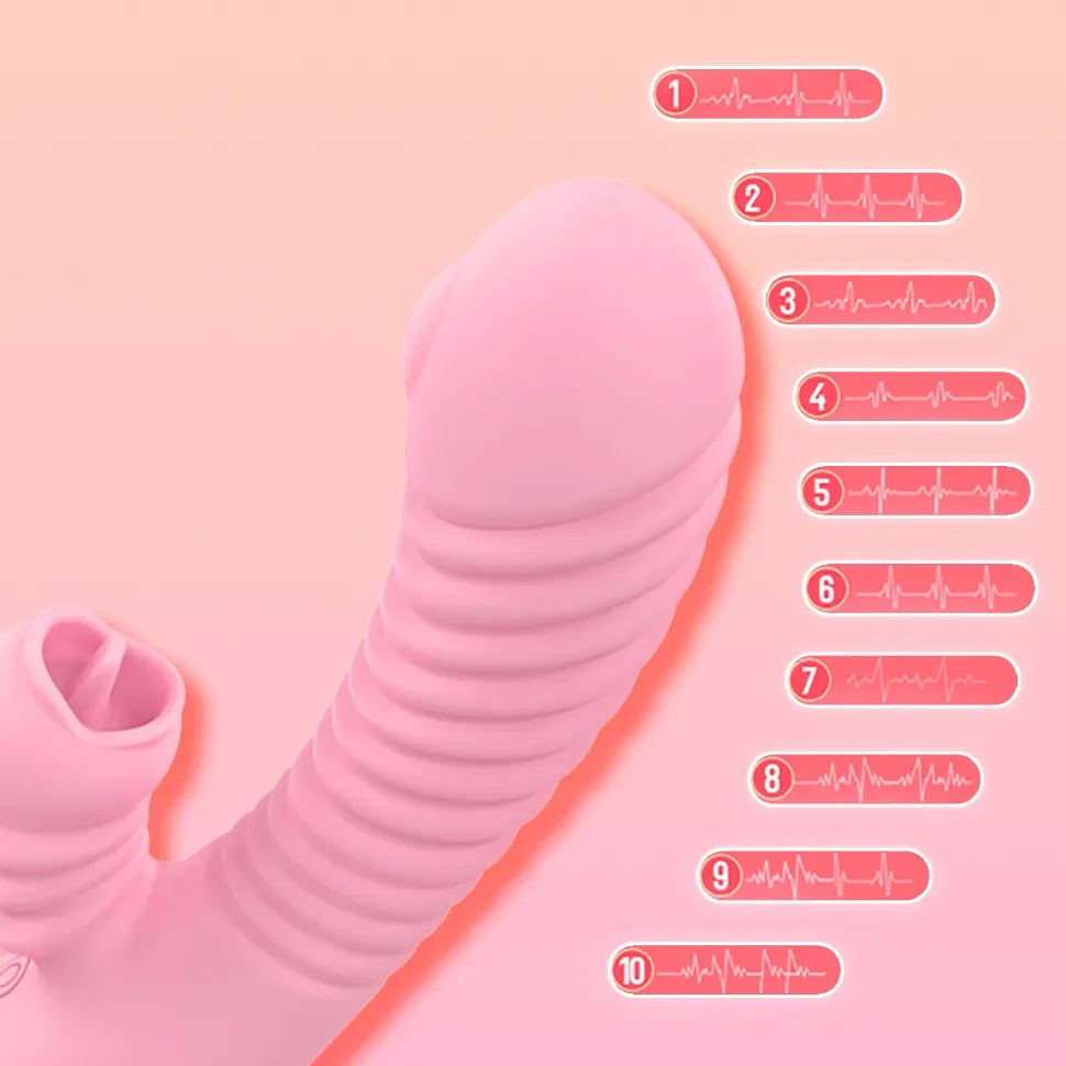 Vibrator For Women 2 In 1 Licking Machine Clitoris Stimulator G-Spot Powerful Vibro Dildo Wand Female Clit Sucker Adult Sex Toys