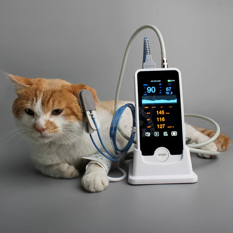 Just Landed Whole Set Dog Cat Vet Animals Monitor Heart Rate Sphygmomanometer Handheld NIBP SPO2 Function Patient Monitor Veterinary Equipment Machine Pets Health Care Supplies