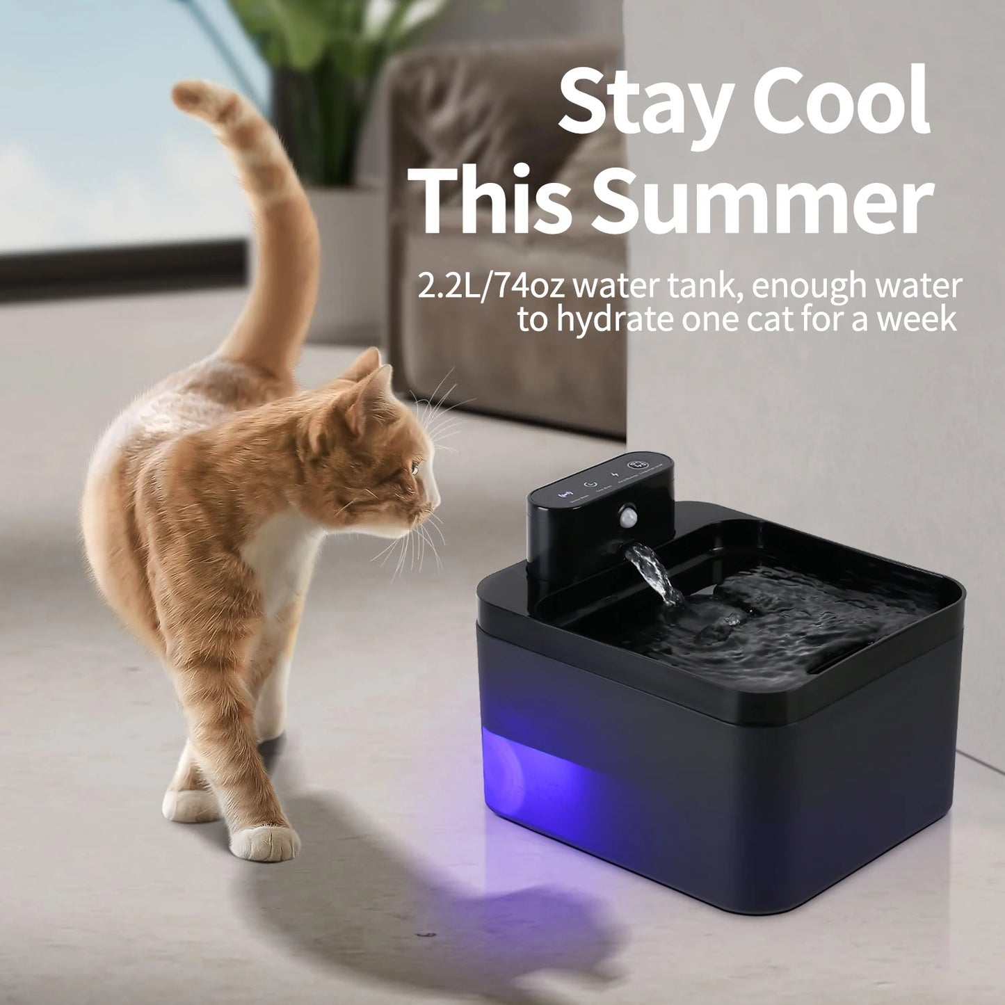 NEW Arrivals 2.2L 2 Water Modes Cat Water Fountain Battery & Sensor 2 in 1 Drinking Fountain For Cats Dog Drinker Wireless Pet Water Dispenser Accessories Pets Supplies