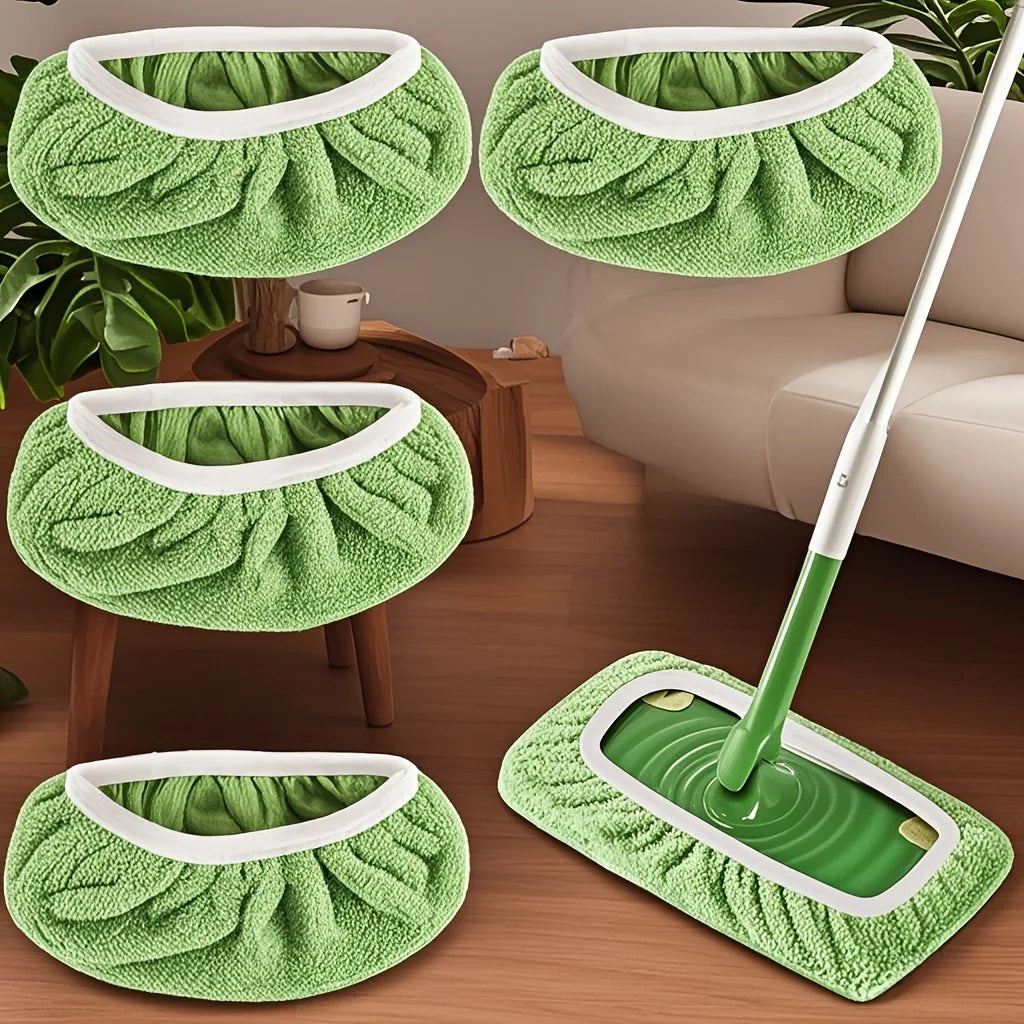 4 PCS Set Gray Color Reusable Mop Pads with High Water Absorption and Ultra-fine Fiber Cleaning Pads That Can Firmly Adhere To Most Standard Mops