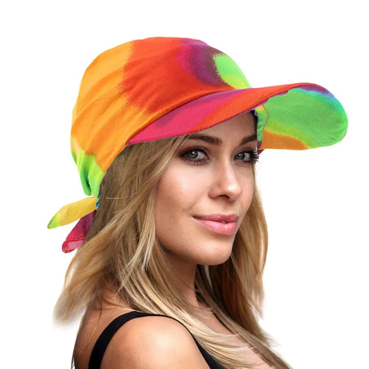 New Arrivals Women Female Cotton Paisley Head Scarf Visor Hat With Wide Brim Sunhat Summer Beach UV Protection Sun Hats Adjustable Baseball Bandana Cap Girls Ladies Summer Fashion Apparel Accessories Supplies