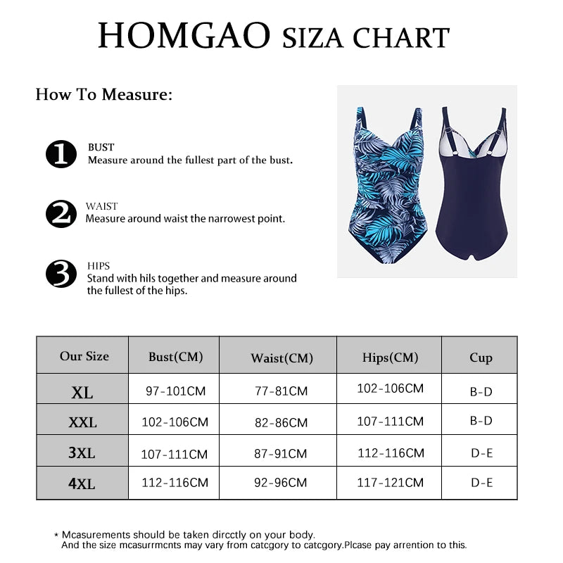 Blue Print Women One Piece Swimsuit Sexy Plus Size Push Up Bathing Suit Tummy Control Bodysuit Swimwear