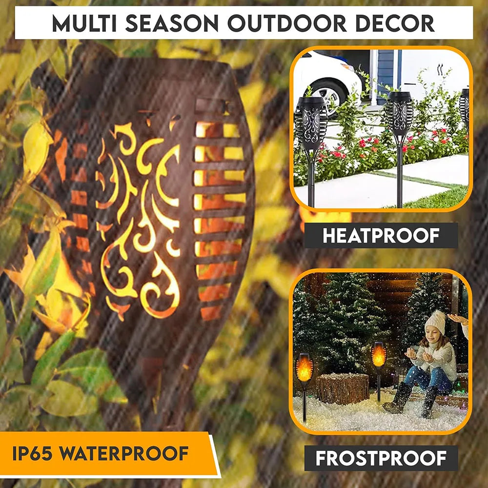 Solar Lights Flickering Flames Torch Lights Outdoor Waterproof Landscape Decoration Flame Lights for Yard Garden Pathway