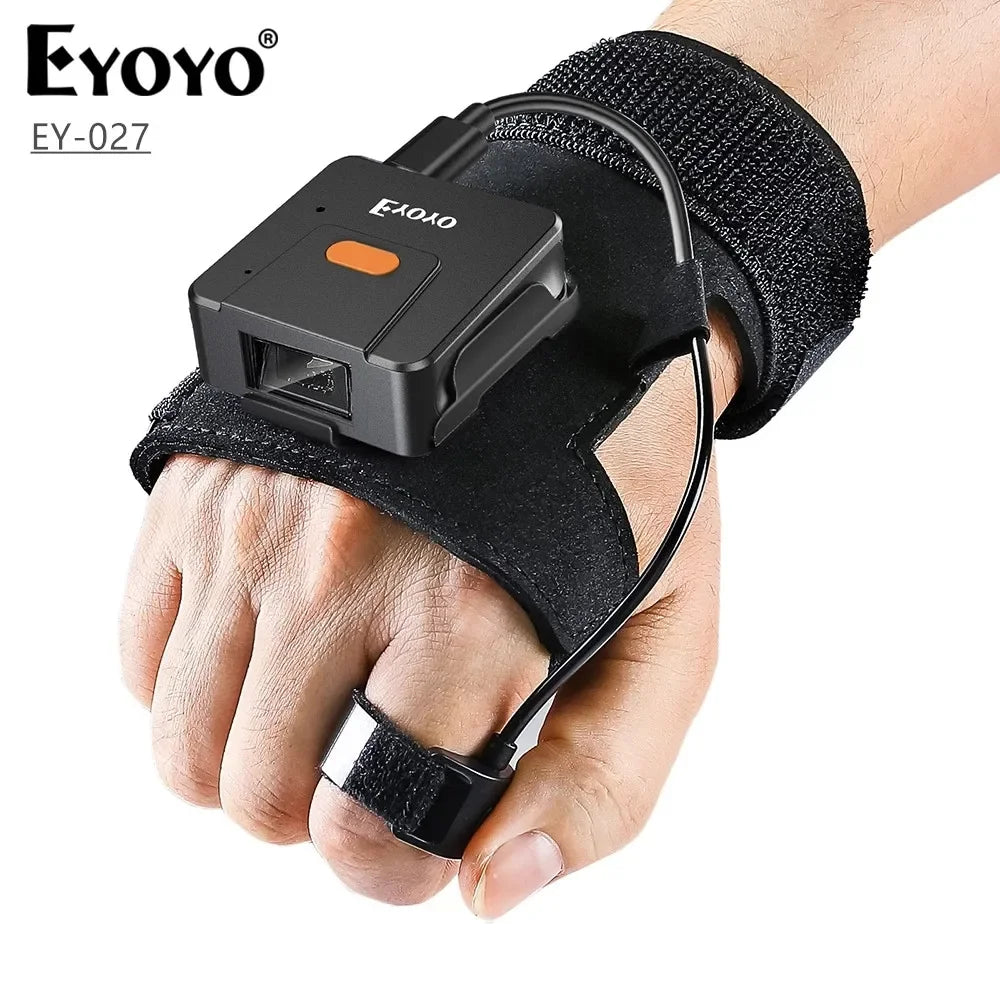 NEW 1D 2D Glove Wearable Ring Bluetooth Barcode Scanner Hand Wearable Finger Trigger Portable Wireless QR Code Scanner Reader