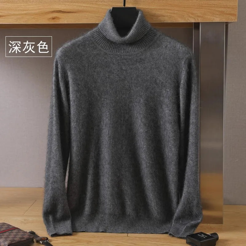 S-3XL Plus Size 5 Colors Women's Men's 100% Pure Mink Cashmere Sweater High Lapels Pullovers Knitted Winter New Tops Long Sleeve High-End Jumpers