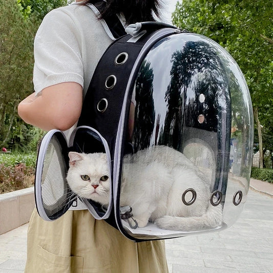 10 Colors Outdoor Transport Travel Transparent Cat Carrying Bags Side Opening with Cover Large Space 42x35x25cm Breathable Pet Backpack Portable Puppy Dog Backpack Transport Carrier Space Capsule Bag Pets Accessories