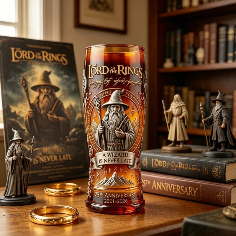 *Lord of the Rings* Gandalf Quote Beer Glasses, 25th Anniversary Fantasy Movie Collectibles, Clear Glass 400ml Cups for Movie Lovers, Favorite Home Pub Bar Night Club Drinkware Decorations Barware Supplies