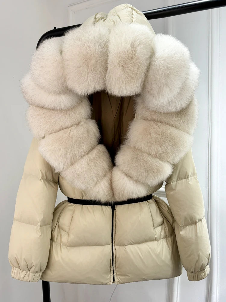 NEW Arrivals UK S-XL Size 11 Colors Winter Puffer Jacket Women 100% Real Fox Fur Hooded Thick Warm 90% White Duck Down Coat Female Parkas Waterproof Mini Coat