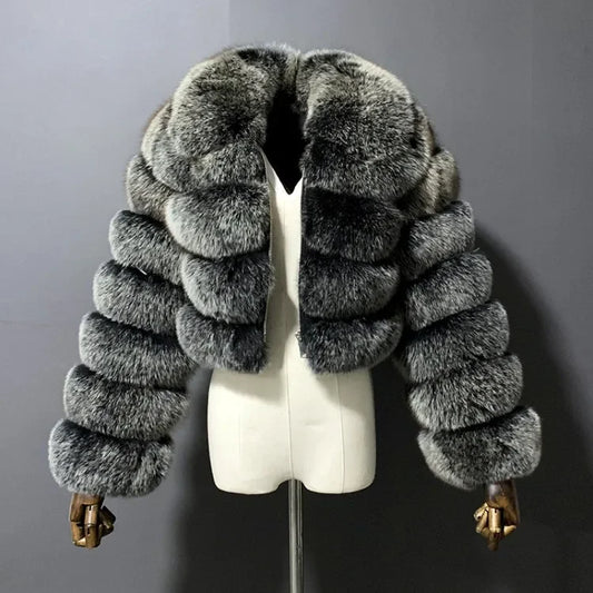 NEW Arrivals S-3XL 5 Colors Women Faux Fur Coats Fox Short Coat Turn Down Collar Zipper Full Sleeve Thick Warm Open Stitch Elegant Splice Autumn Winter Snow Outerwear Ladies Girls Luxury Fashion Clothing Supplies