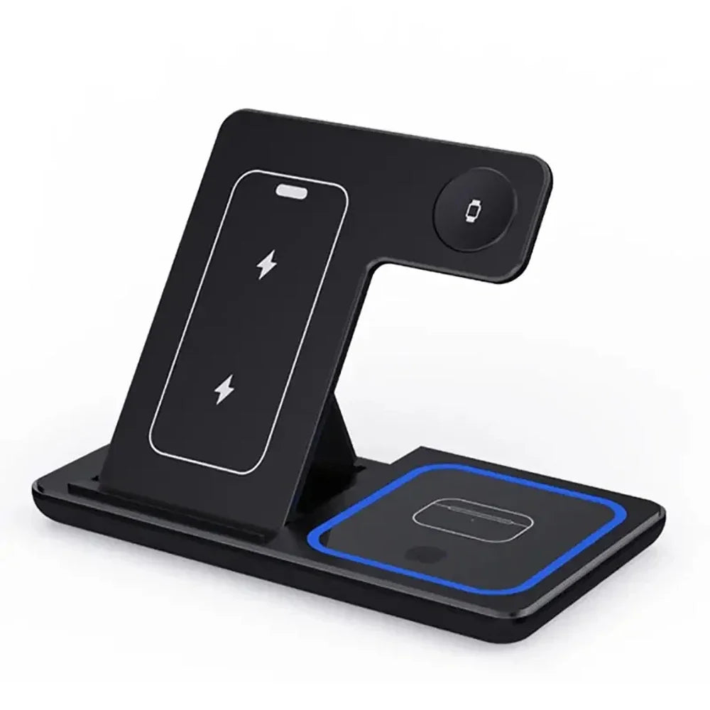 3 in 1 Wireless Charger Stand 30W LED Foldable Wireless Charger For iPhone 16 15 Pro Max iWatch 8 7 Airpods Charge Dock Station for Home Office Electronic Accessories Sets