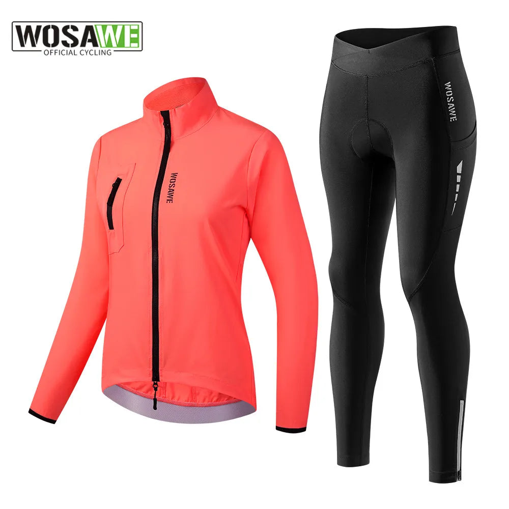 WOSAWE Breathable Cycling Jersey Women Road Bike Clothing Long Set Bicycle Clothes Ladies Suit Sport Bike Suit