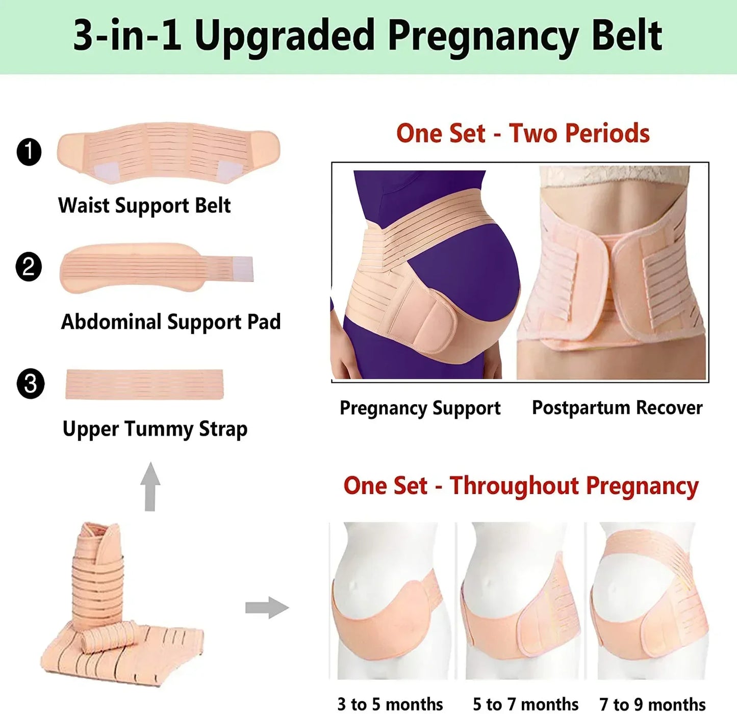 NEW Arrivals 70-130cm Pregnant Women Support Belly Band Back Clothes Belt Adjustable Waist Care Maternity Abdomen Brace Protector Women Pregnancy Apparel Accessories