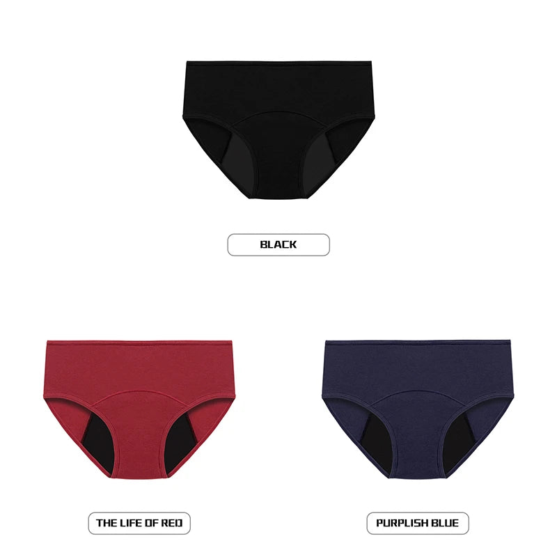 NEW 3 PCS Set S-3XL Plus Size  Menstrual Panties for Women Leak Proof Briefs Cotton Lingerie Absorbency Physiological Underwear Period Underpants