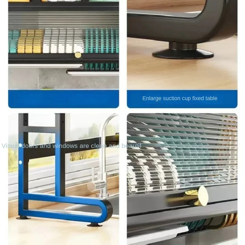 Over Sink Dish Drying Rack 3 Tier Large Metal Dish Rack Over Counter Dish Rack for Kitchen Sink Shelf Multifunctional