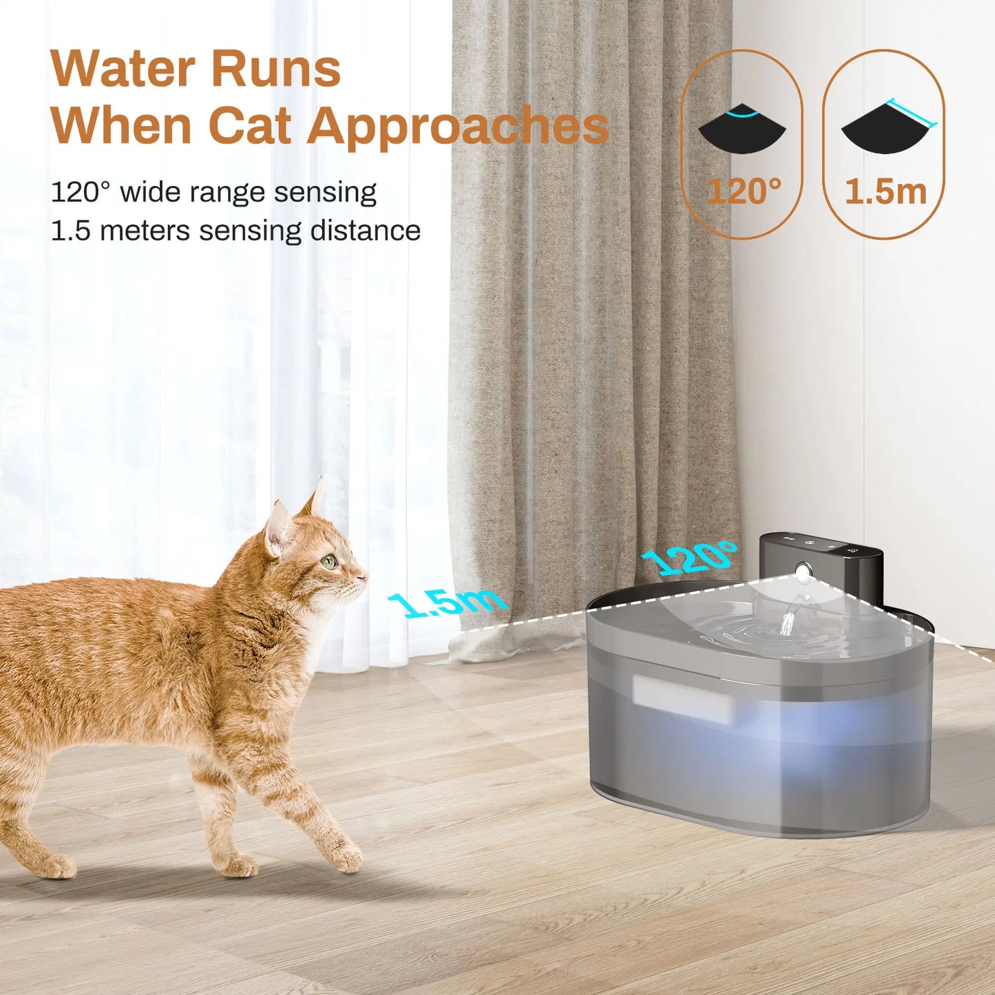 2.2L Runway Charging Induction Automatic Cat and Dog Drinking Fountain Silent Pet Drinking Fountain Water Dispenser