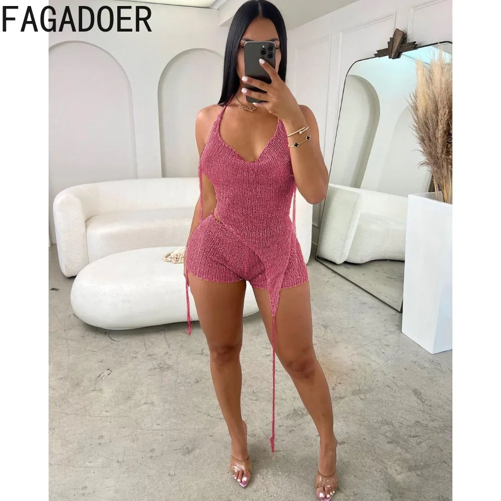 3 PCS Set S-2XL 4 Colors Sexy Y2K Hollow Sequin Irregular Outfits See Through Tracksuit Fashion Halter Lace Up Backless Top Shorts Scarf  Women Streetwear Suit