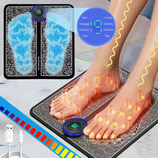 NEW Arrivals 19 Intensity & 8 Modes Electric Foot Massager Pad Muscle Massage Relaxation Trainer For Massage Fitness Outdoor Sport Home Family Relax Massage Accessories Health Care Supplies