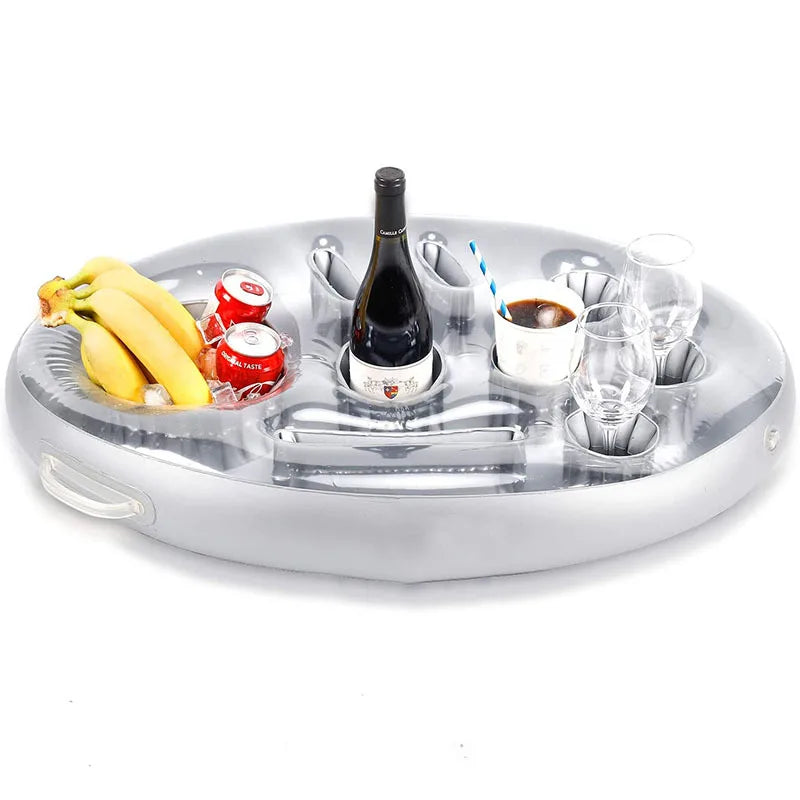 NEW Arrivals 1PCS PVC Inflatable Beverage Holder Cup Holder Porous Cup Cushion Fruit Red Wine Mobile Phone Water Inflatable Ice Bed Swimming Pool Beach Party Accessories