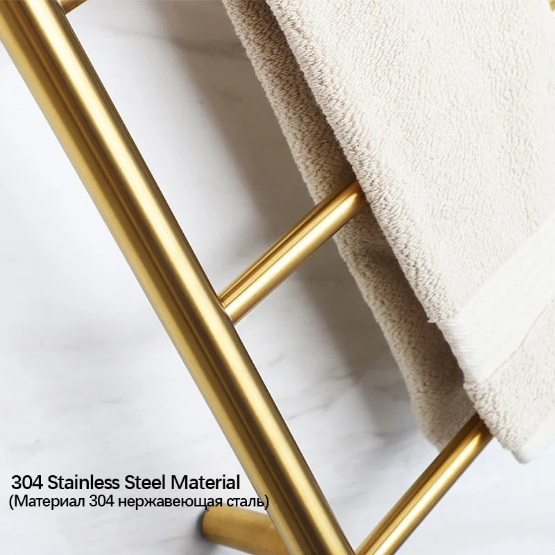 Brushed Gold/Chrome Electric Heated Towel Rail.Thermostatic Towel Dryer.304 Stainless Steel Towel Radiator.Hidden/Exposed Cable.