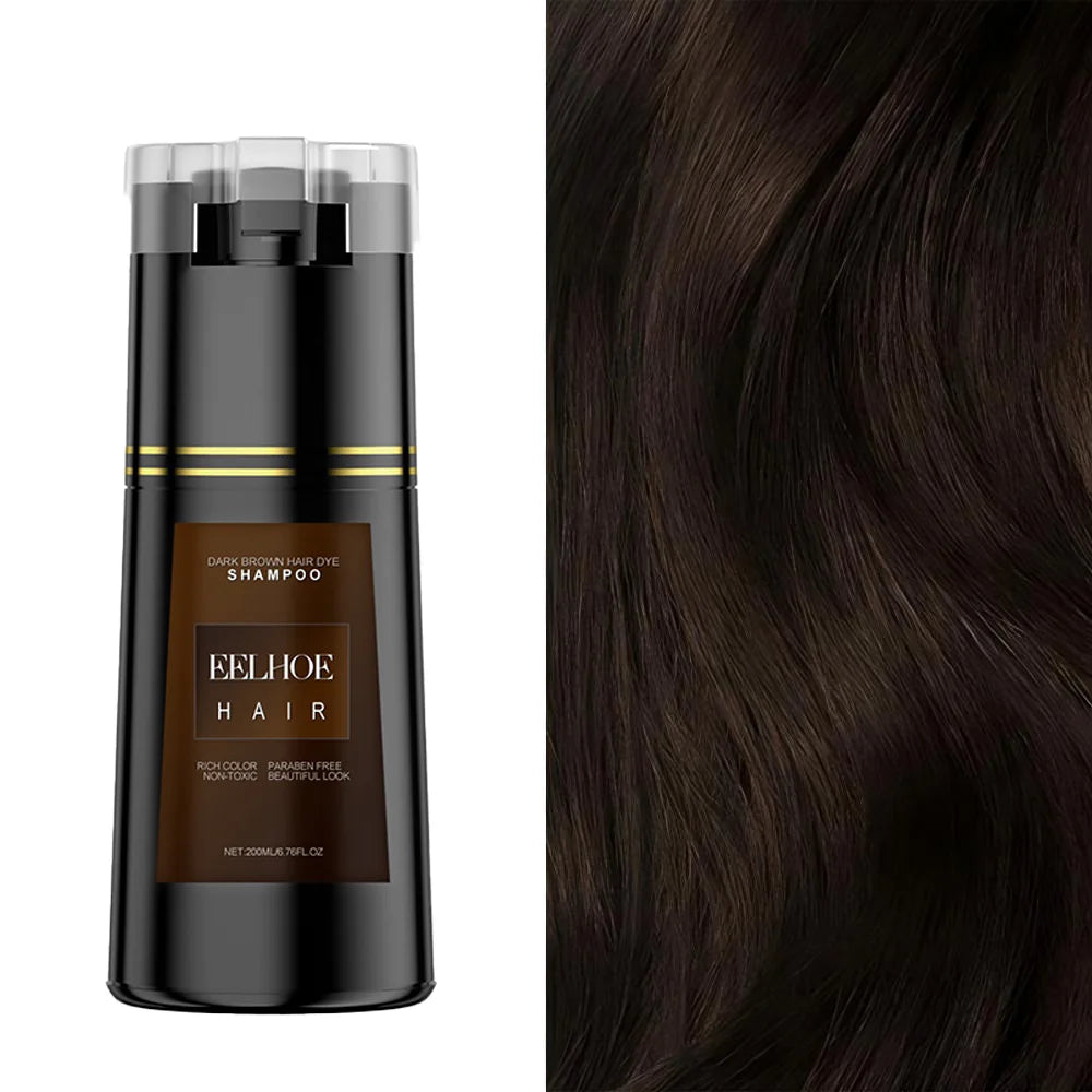 NEW 200ml 5 PCS Set EELHOE Korean Hair Dye Shampoo Nova Hair Instant Dye Shampoo Men Women Quick Easy Safe Hair Color Gray Hair  Coverage Nourish Scalp Women Men Hair Care Supplies
